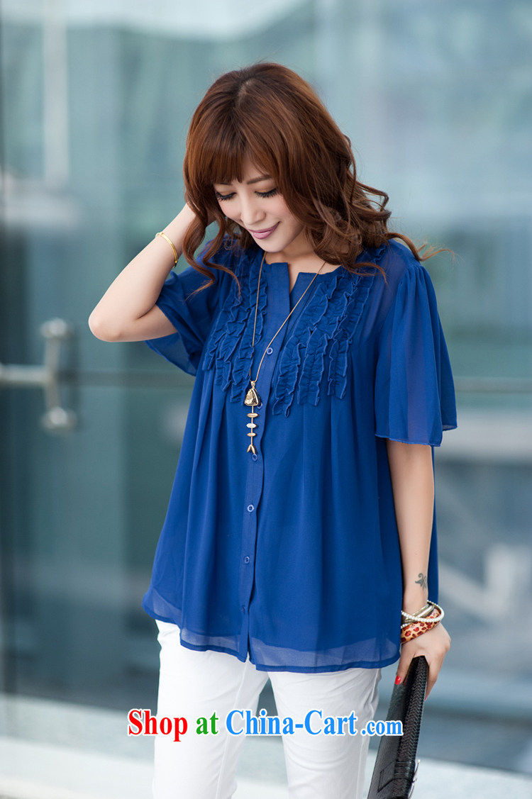 Ms. Cecilia Clinton's large, female 2015 mm thick summer is the Korean version snow woven cardigan fungus edge butterfly cuff short-sleeved shirt graphics thin blue 4 XL pictures, price, brand platters! Elections are good character, the national distribution, so why buy now enjoy more preferential! Health