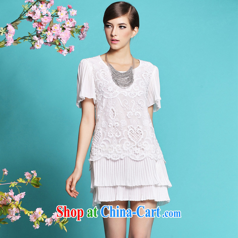 tomnrabbit 2014 spring new dress code the dress mm thick snow woven loose video thin ice woven lace 100 hem double-yi white L