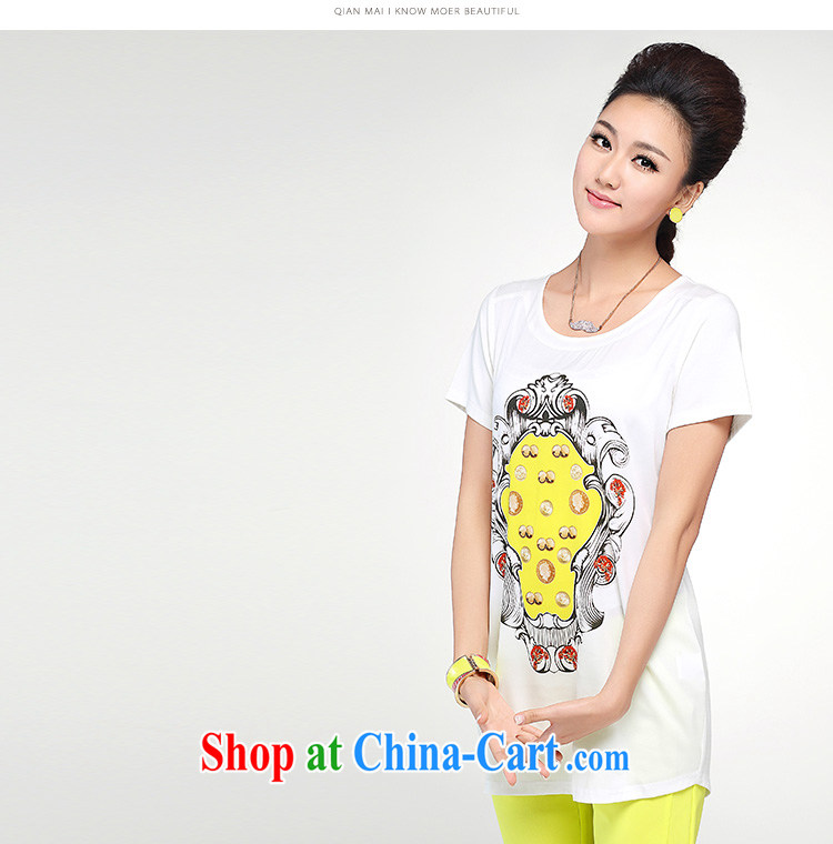 The Mak is the female 2014 summer new thick mm stylish retro plane collision color stamp duty cotton short-sleeved shirt T 4375 white 5 XL pictures, price, brand platters! Elections are good character, the national distribution, so why buy now enjoy more preferential! Health