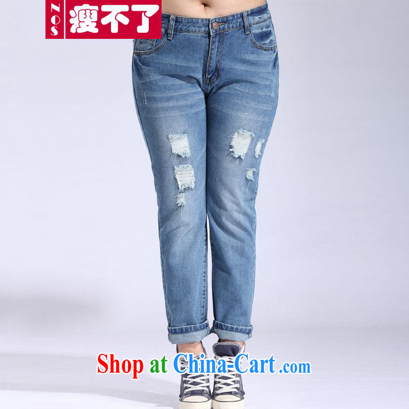 Thin _NOS_ thick mm XL female high-waist hole ground 100 graphics thin blue jeans castor pants M 20,011 light blue 38 200 Jack left and right