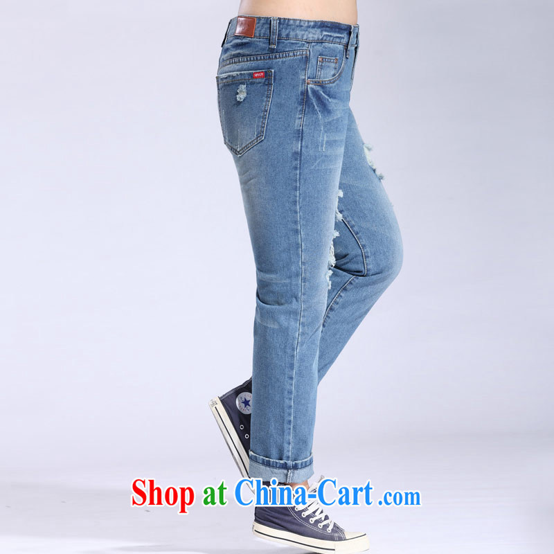 Thin (NOS) thick mm XL female high-waist hole ground 100 graphics thin jeans castor pants M 20,011 light blue 38 200 jack, thin (NOS), online shopping