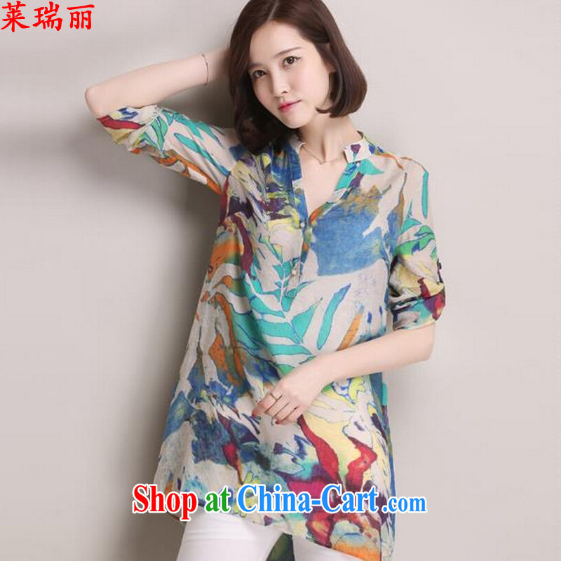 Mr. Ryan, summer 2015 Women's clothes, the female Korean leisure loose, long-sleeved dresses 00,425 green color XXXL