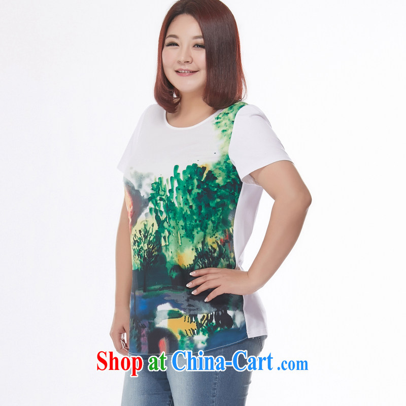 MSSHE XL ladies' T-shirts summer 2015 new Europe round-collar scenic beauty stamp duty a short-sleeved shirt T pre-sale 6492 white 3XL - Pre-sale from 30 June to the Susan Sarandon poetry, Yee (MSSHE), shopping on the Internet