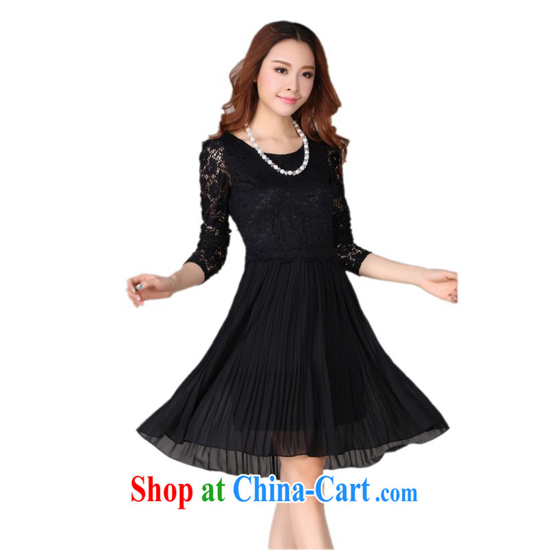 The delivery package as soon as possible-XL ladies' Lady lace dresses fall 2014 with snow-woven stitching long-sleeved video thin OL solid skirt skirts mm thick black 4 XL 165 - 175 jack, land is still the garment, shopping on the Internet
