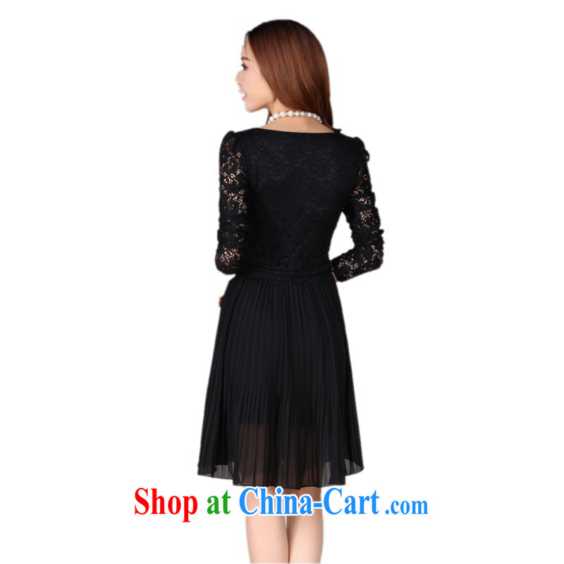 The delivery package as soon as possible-XL ladies' Lady lace dresses fall 2014 with snow-woven stitching long-sleeved video thin OL solid skirt skirts mm thick black 4 XL 165 - 175 jack, land is still the garment, shopping on the Internet