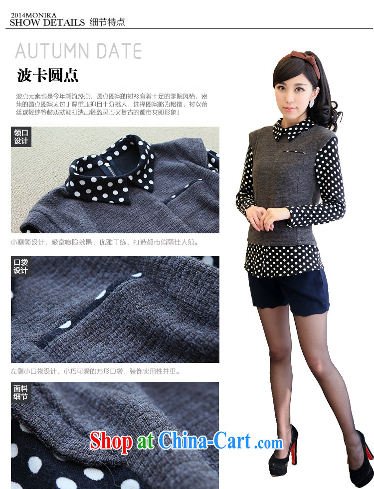 mm thick spring 2014 the code female new Korean version thick sister graphics thin wave-stitching long-sleeved lapel shirt female gray XL pictures, price, brand platters! Elections are good character, the national distribution, so why buy now enjoy more preferential! Health