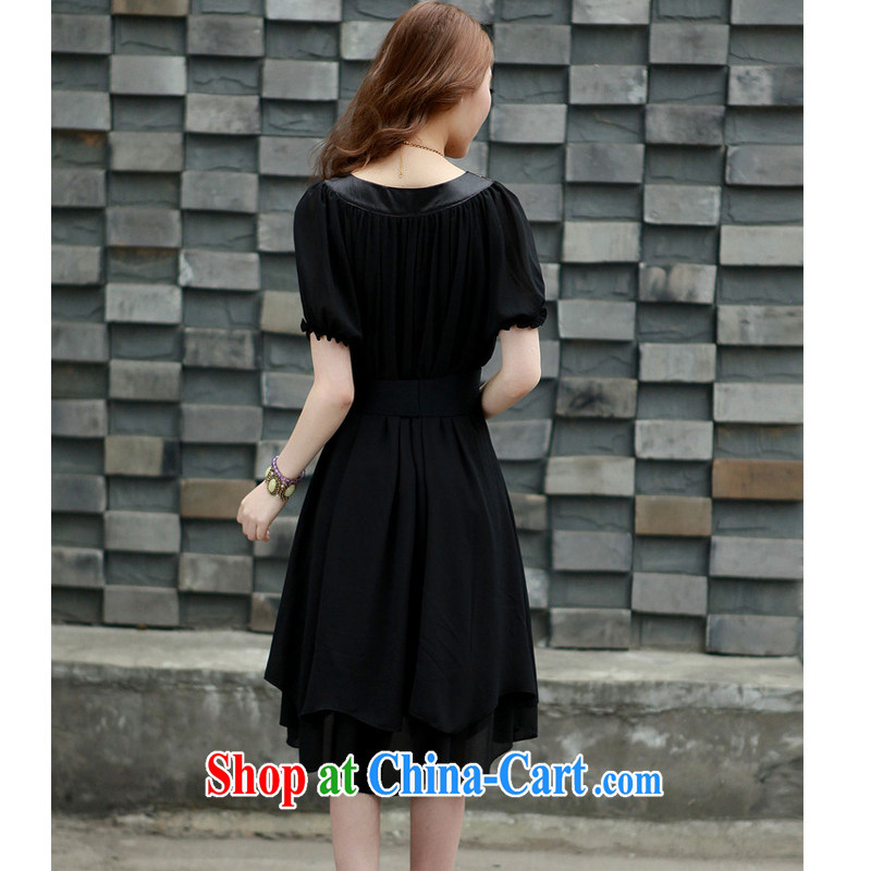 Pi-optimized Connie new the fat XL female summer mm thick Korean loose video thin short-sleeve, long, emulation, snow-woven dresses BW 20,912 black 4 XL recommendations 175 - 190 jack, Pi-optimized Connie, shopping on the Internet