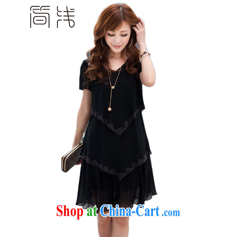 In short light 2015 summer new, King, women with thick, female video thin short-sleeved cake snow woven dresses 920 blue XXXL, shallow, and shopping on the Internet