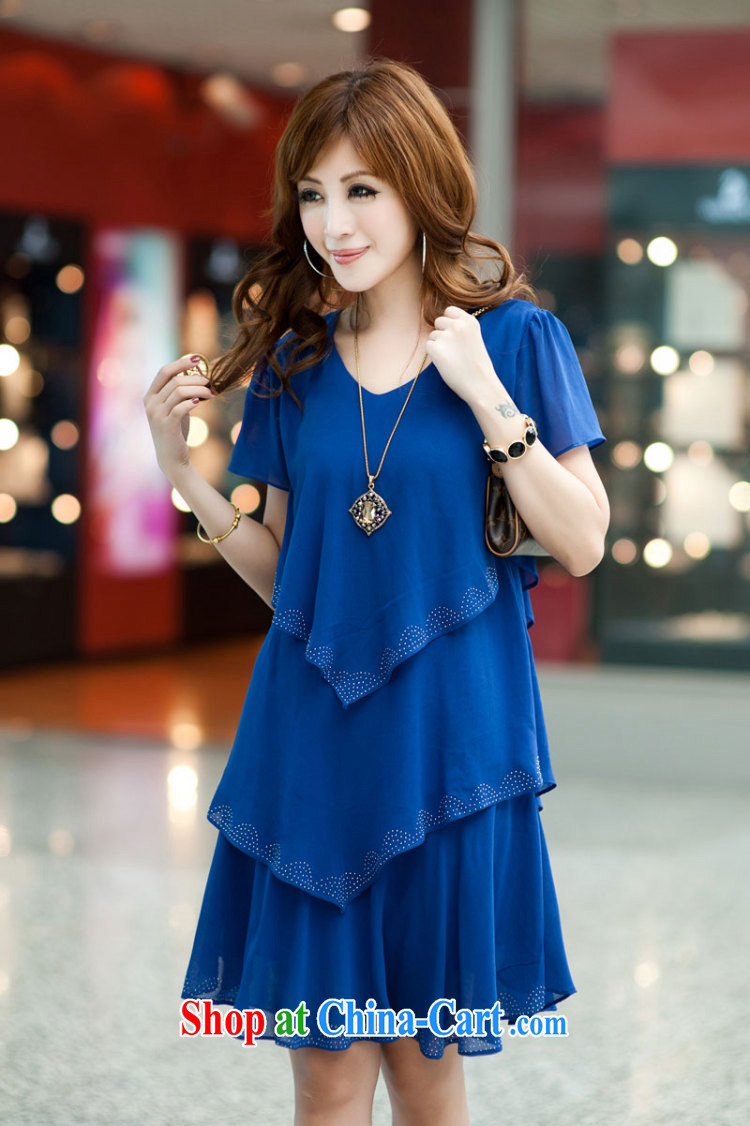 In short light 2015 summer new king, female fat, female video thin short-sleeve cake snow woven dresses 920 blue XXXL pictures, price, brand platters! Elections are good character, the national distribution, so why buy now enjoy more preferential! Health