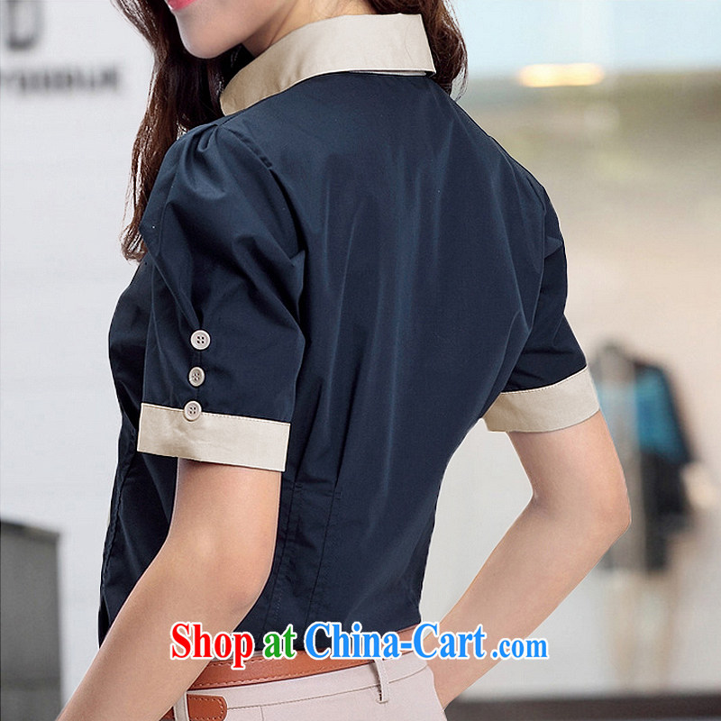 Well thanks for the 2015 summer new short-sleeved shirt female Korean dolls collar shirt female attire T-shirt blue S, beautiful, and, shopping on the Internet