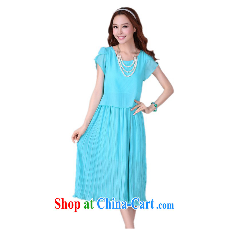 The delivery package mail  Intensify, summer dress snow woven skirts bohemian solid color short-sleeved thick mm beach skirt 100 hem dresses video slim blue 4 XL 165 - 180 jack