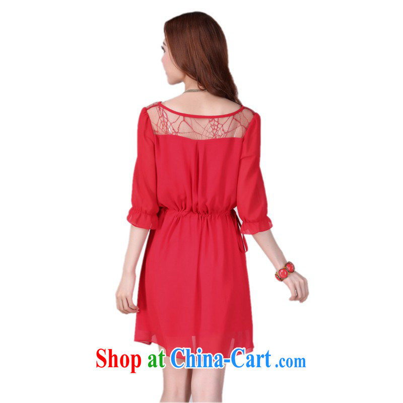 Elections to the payment as soon as possible is the XL women dresses 2015 spring and summer new lace stitching snow woven cuff in short red skirts casual loose video thin skirt red 4 XL 180 - 200 jack, land is still the garment, and shopping on the Internet