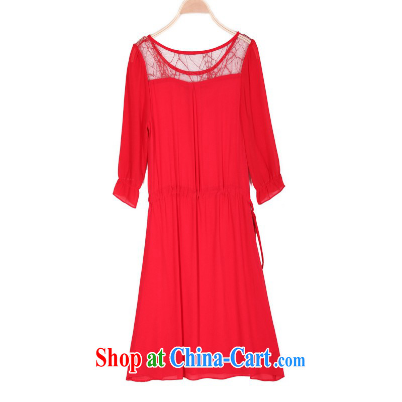 Elections to the payment as soon as possible is the XL women dresses 2015 spring and summer new lace stitching snow woven cuff in short red skirts casual loose video thin skirt red 4 XL 180 - 200 jack, land is still the garment, and shopping on the Internet