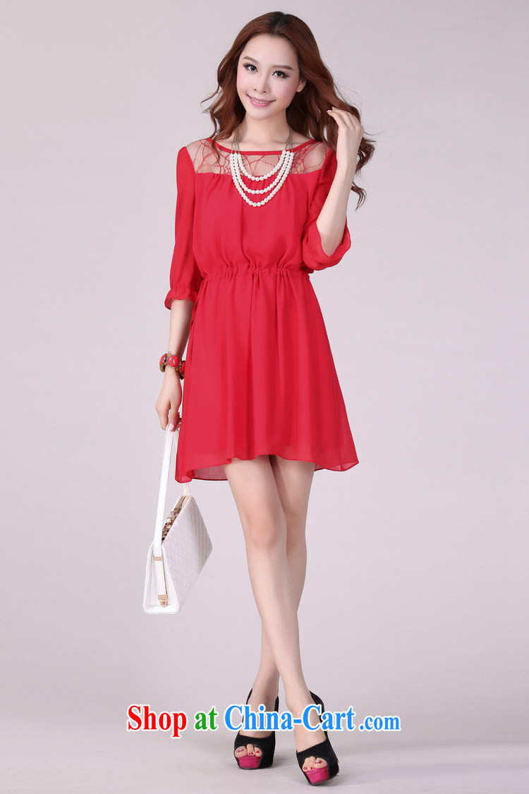 Elections to the payment as soon as possible is the XL women dresses 2015 spring and summer new lace stitching snow woven cuff in short red skirts casual loose video thin skirt red 4 XL 180 - 200 Jack pictures, price, brand platters! Elections are good character, the national distribution, so why buy now enjoy more preferential! Health