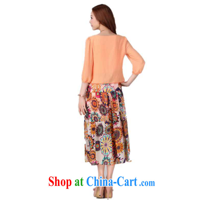 The package-XL ladies bohemian National Day holiday long skirt stamp false Two-piece stitching snow woven thick mm beach snow skirt woven skirt orange blossom XL 4 165 - 175 jack, land is still the garment, shopping on the Internet