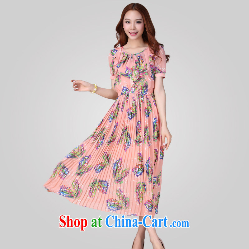 The delivery package as soon as possible the 2014 summer style dress bohemian style woven snow stamp long skirt and ventricular hypertrophy, thick mm 100 hem short sleeves skirt orange blossom XL 4 165 - 175
