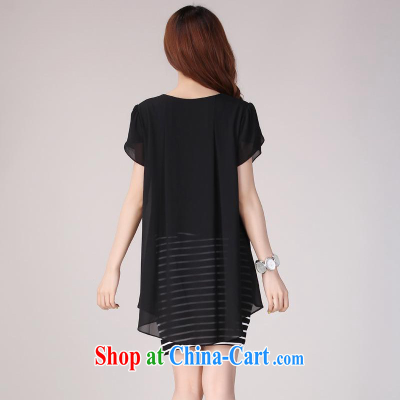 Ms. Cecilia Clinton's large, female 2015 popular new short-sleeved leave two snow-woven dresses and indeed more relaxed thick MM graphics thin short skirt mask poverty wonton fillings black 4XL, Cecilia Medina Quiroga (celia Dayton), online shopping
