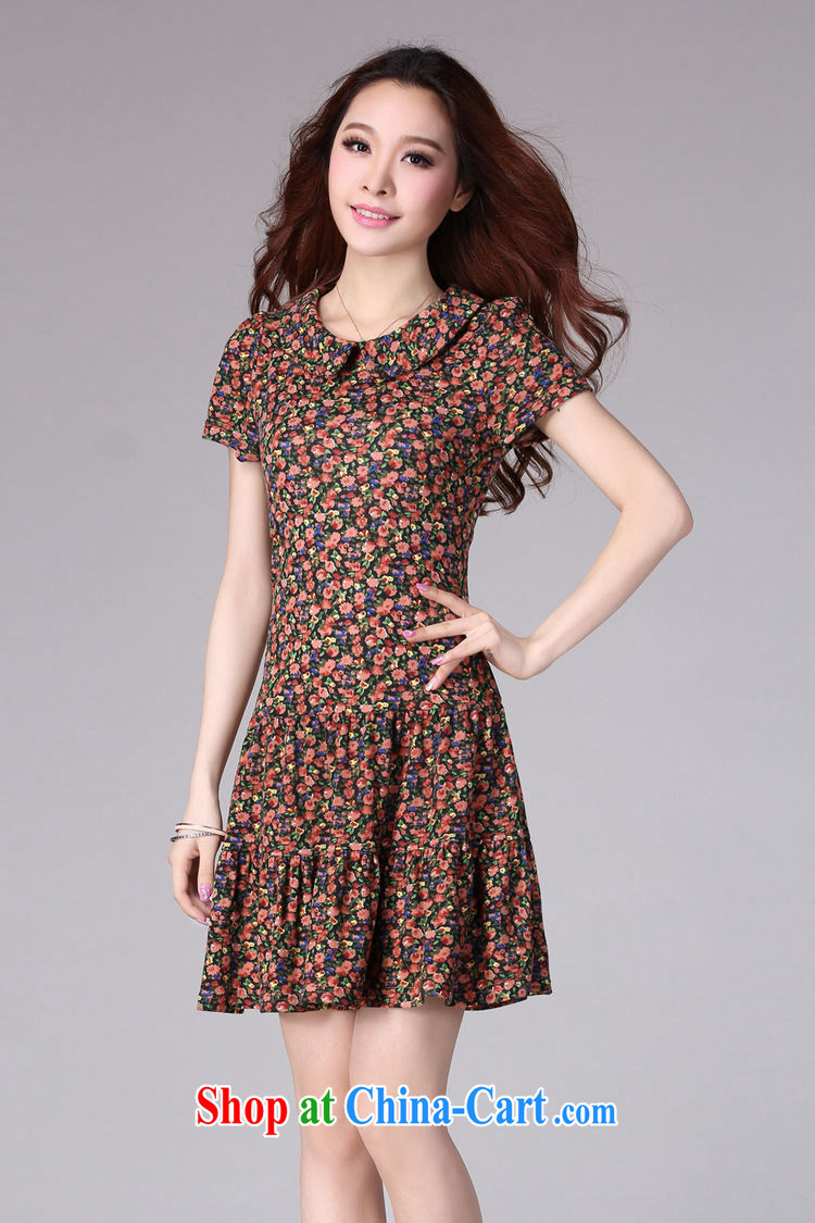XL dress dresses 2014 summer new round-collar small floral beauty dress mm thick and fat sister collar lady skirt suit XL 125 - 140 Jack pictures, price, brand platters! Elections are good character, the national distribution, so why buy now enjoy more preferential! Health