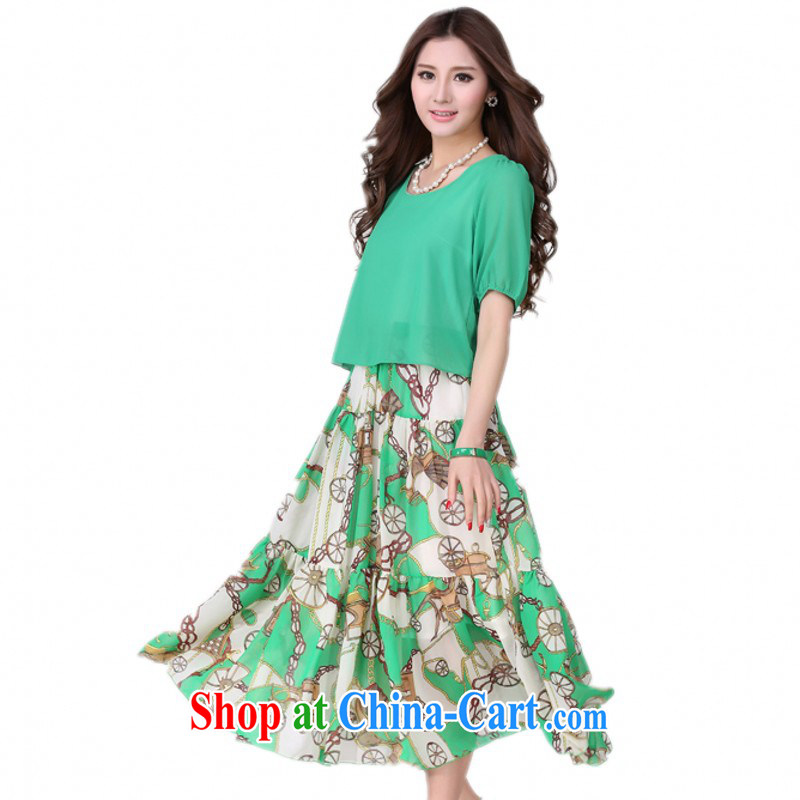 The delivery package as soon as possible e-mail XL ladies dress thick mm Bohemia, stamp duty hit-color long skirt large leisure skirt beach snow skirt woven skirt green 4 XL 155 - 170 jack