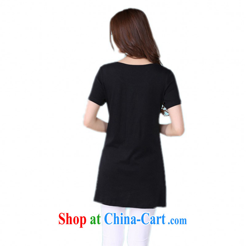 The delivery package as soon as possible the 2015 summer new Korean cartoon deer stamp lovely lady and ventricular hypertrophy, T shirt gown short-sleeved cotton shirt T black 2XL 130 - 155 jack, land is still the garment, shopping on the Internet