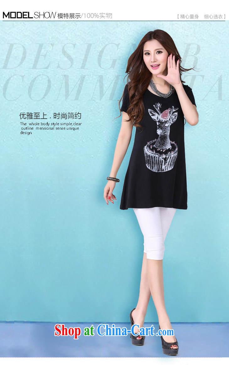 The delivery package mail -- 2015 summer new Korean cartoon deer stamp lovely lady and ventricular hypertrophy, T shirt gown short sleeve cotton shirt T black 2XL 130 - 155 Jack pictures, price, brand platters! Elections are good character, the national distribution, so why buy now enjoy more preferential! Health