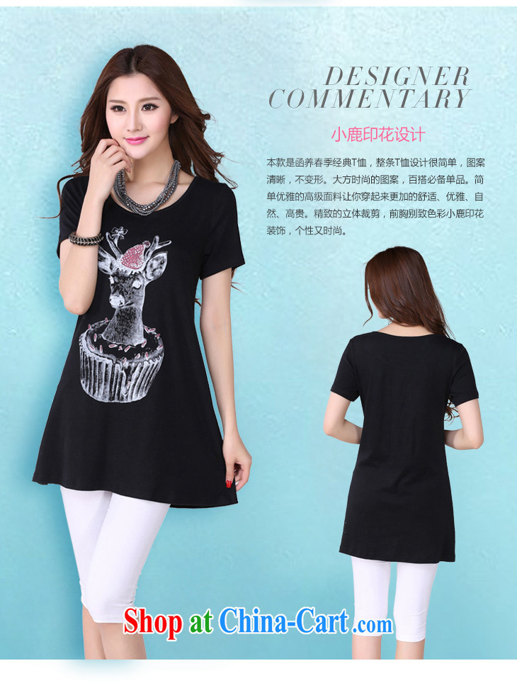 The delivery package mail -- 2015 summer new Korean cartoon deer stamp lovely lady and ventricular hypertrophy, T shirt gown short sleeve cotton shirt T black 2XL 130 - 155 Jack pictures, price, brand platters! Elections are good character, the national distribution, so why buy now enjoy more preferential! Health