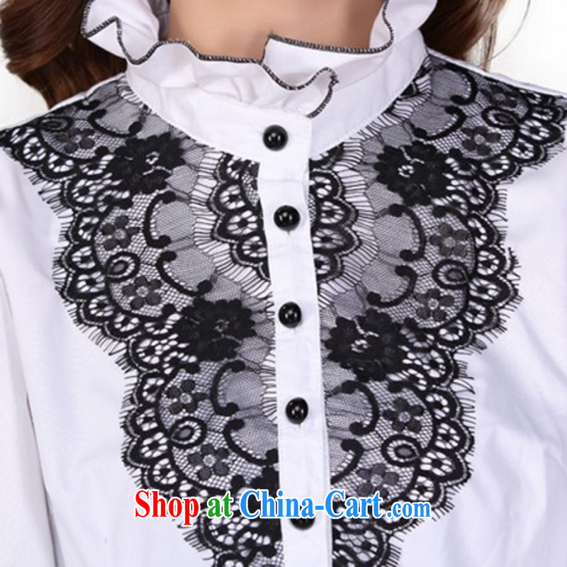 The delivery package as soon as possible e-mail XL ladies' autumn shirt lace check collision take color for long-sleeved shirt large, thick mm career commuter T-shirt the T-shirt white 2XL 125 - 140 jack, land is still the garment, and shopping on the Internet