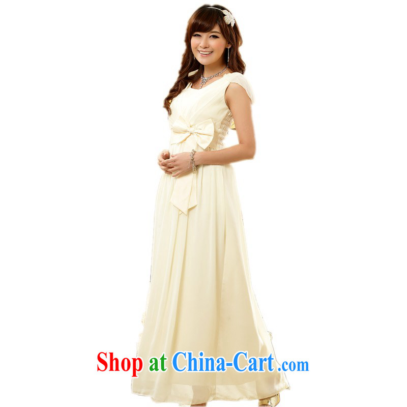 The delivery package as soon as possible e-mail XL ladies dress trendy bowtie video thin beauty long skirt snow woven short-sleeved evening gown bridesmaid sister champagne color 3 XL 155 - 175 jack