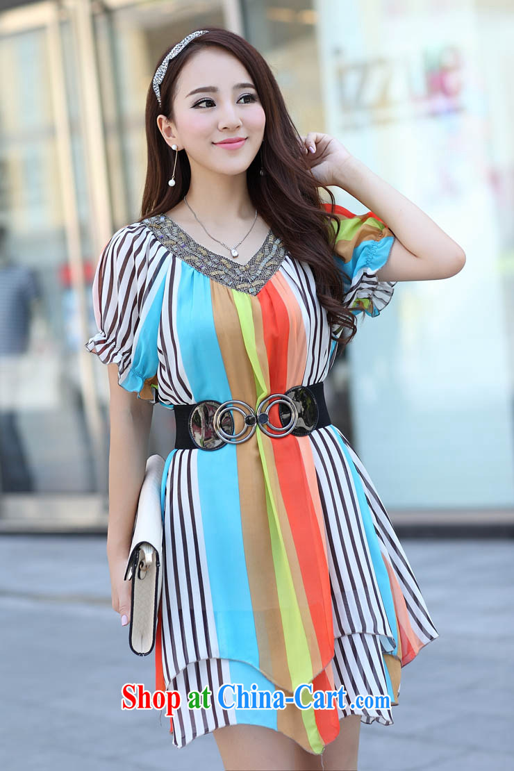 The line between a new V collar color streaks the code dress snow woven skirt Korean version of the greater code dress dress mm thick dresses and indeed intensify HVX 6 orange stripes 3XL pictures, price, brand platters! Elections are good character, the national distribution, so why buy now enjoy more preferential! Health