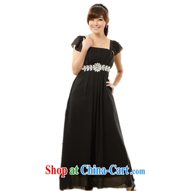The delivery package as soon as possible the XL female dresses Luxurious large diamond-waist flouncing short-sleeve snow-woven long skirt upscale dinner will be small dress wedding dress code is black 2 XL 135 - 155 jack