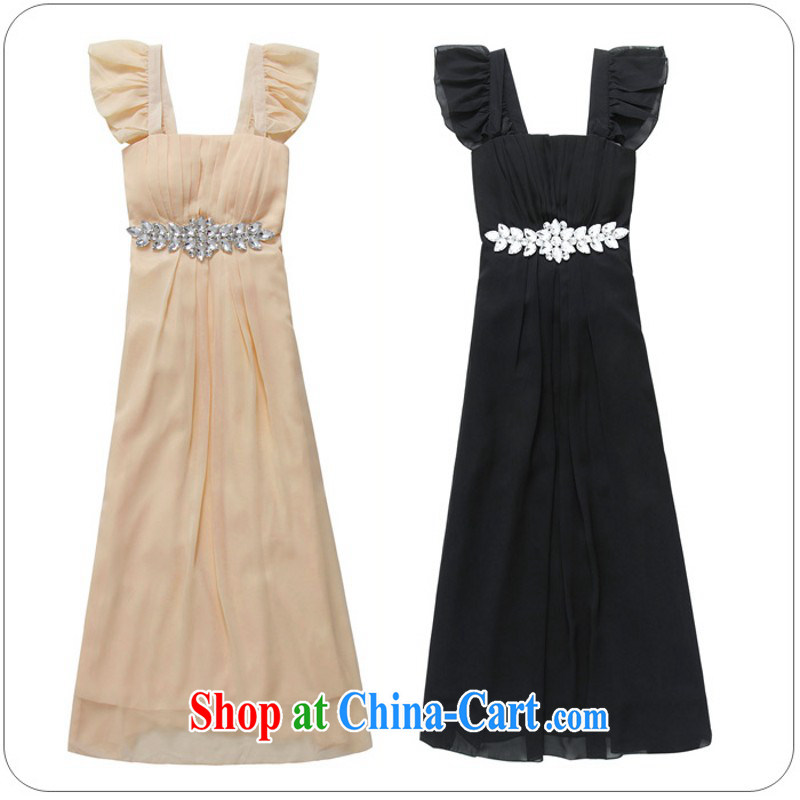 The delivery package as soon as possible the XL ladies dress Luxurious large diamond-waist flouncing short-sleeved snow woven long skirt upscale dinner will small dress wedding dress code is black 2 XL 135 - 155 jack, land is still the garment, and, on-line shopping