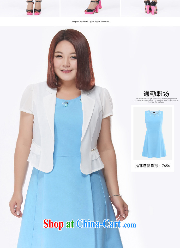 MSSHE XL women summer 2015 new thick mm video thin OL short-sleeved V collar cardigan small, shoulder jacket 3522 white 2XL pictures, price, brand platters! Elections are good character, the national distribution, so why buy now enjoy more preferential! Health