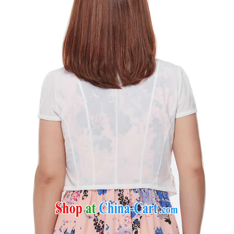 MSSHE XL women summer 2015 new thick mm video thin OL short-sleeved V for the T-shirt, small shoulder jacket 3522 white 2XL, Susan Carroll, Ms Elsie Leung Chow (MSSHE), online shopping