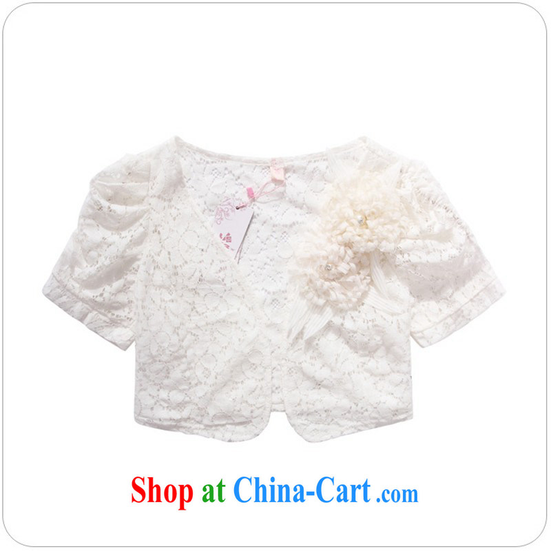 The delivery package as soon as possible e-mail XL dress shawl sweet Web flower Openwork lace short-sleeved shawl cardigan dress shawl mm thick jacket small, white ground XL 3 150 - 170 jack, land is still the garment, and shopping on the Internet