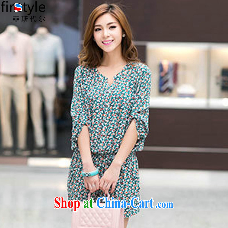 Donald Rumsfeld, the larger female 2015 thick MM summer new Korean version floral beauty dresses cotton blue suit 3 XL, Donald Rumsfeld, and, shopping on the Internet