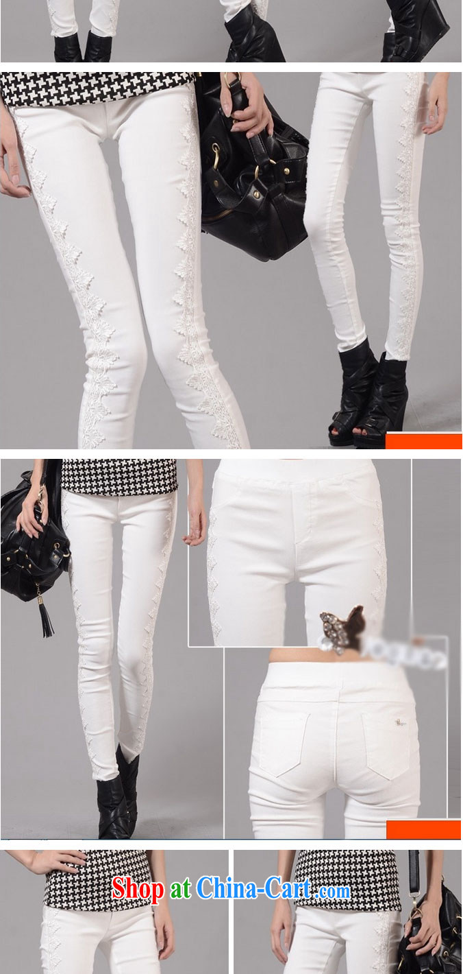 flower girl Isabelle 2014 new Korean female large code graphics skinny legs stretch trousers tight lace lace white solid pants pencil pants female black XXXL pictures, price, brand platters! Elections are good character, the national distribution, so why buy now enjoy more preferential! Health