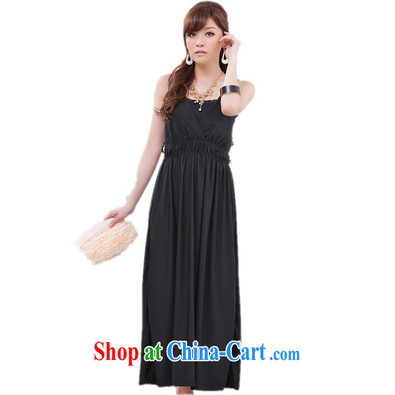 The delivery package mail  Intensify, female dress sense of V for noble lace dresses thick mm video slim skirt vest skirt dress with bare chest dress black XL 120 - 140 jack