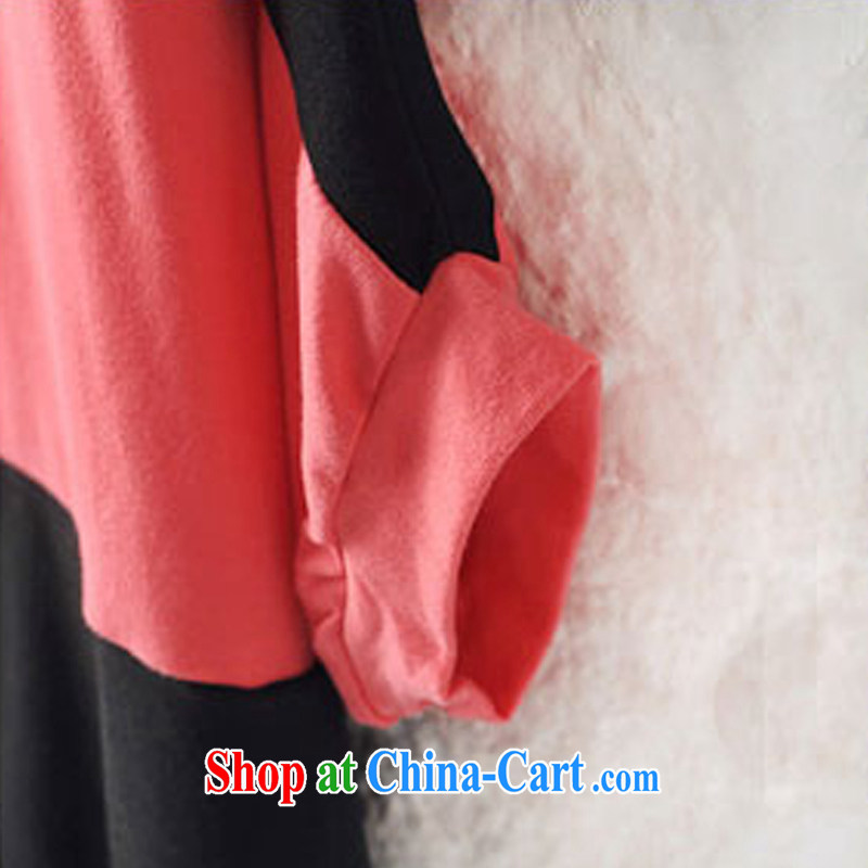 Mr. Leung Yu-2015 summer bat sleeves hit color loose short-sleeved T-shirt female black peach XXL, Mr. Leung Yuk, shopping on the Internet