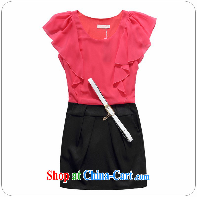 The delivery package as soon as possible-XL ladies dress ladies fashion OL short skirt flouncing cuff stitching small A setup package and dresses thick mm video thin skirt peach XL 3 150 - 165 jack, land is still the garment, shopping on the Internet