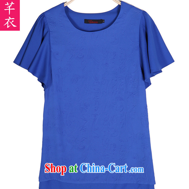 Constitution Yi Code T shirts summer new 2015 short-sleeved snow woven shirts beauty mm thick leisure Korean small shirt relaxed atmosphere thick sister summer leisure T-shirt blue 3XL 140 - 150 jack, constitution, and shopping on the Internet