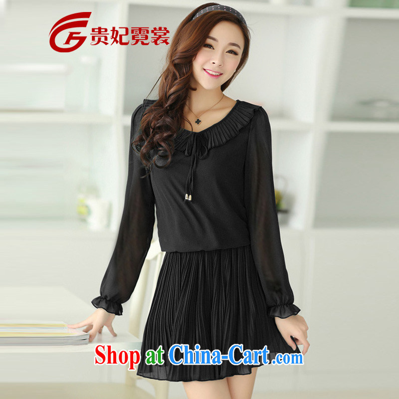 2015 mm thick Autumn with new sweet idyllic beauty queen, female dress graphics thin fat people and fat XL girls 100 hem double-yi skirt A 72 black 4 XL