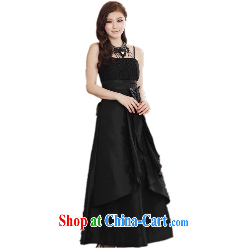 The delivery package as soon as possible e-mail XL ladies dress small dress upscale with long skirt Bow Tie bare Beauty Chest straps dress mm thick black night XL 3 165 - 190 jack