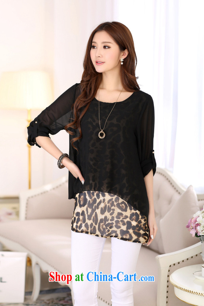 SE 2015 spring and summer new thick MM larger female stylish 100 ground loose Leopard snow woven shirts fake two piece black XXXL pictures, price, brand platters! Elections are good character, the national distribution, so why buy now enjoy more preferential! Health