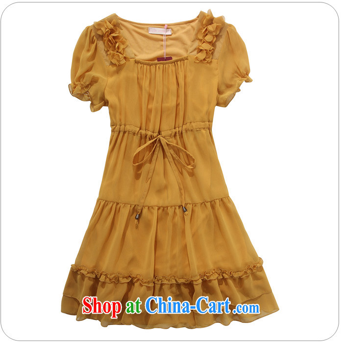 The delivery package mail: Intensify, female dress mm thick sweet lace collar snow woven bubble short sleeve skirt high waist graphics thin thick mm dresses yellow 3XL 160 - 175 Jack pictures, price, brand platters! Elections are good character, the national distribution, so why buy now enjoy more preferential! Health