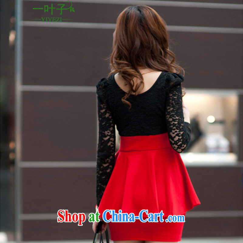 A leaf and indeed increase short skirts Korean Beauty package and long-sleeved further dress black large code XXXXXXL, a leaf, and shopping on the Internet