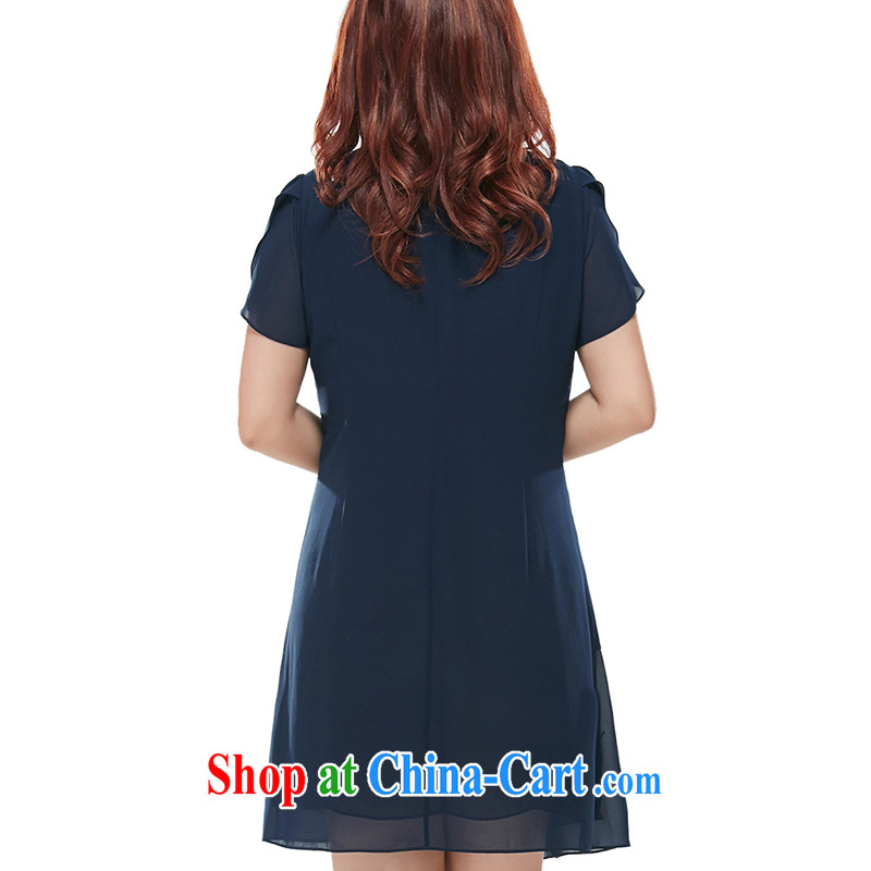 The MsShe indeed increase, female snow woven dresses summer 2015 new graphics thin short-sleeve double-yi 6683 skirt blue 3 XL, Susan Carroll, Ms Elsie Leung Chow (MSSHE), online shopping