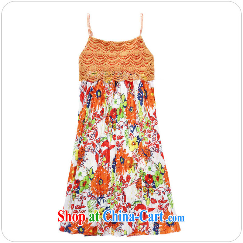 Constitution Yi XL women 2015 new thick mm summer bohemian beach skirt Sun take the lace straps skirt stamp duty holiday long skirt orange large XL 3 165 - 185 jack, constitution, and, shopping on the Internet