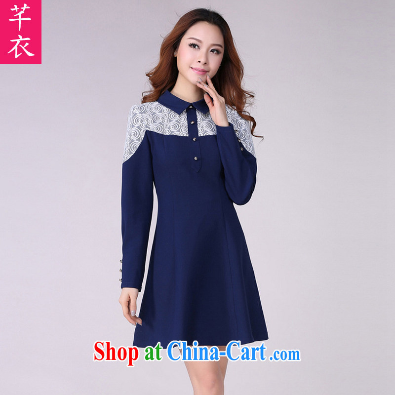 Constitution, and, indeed, female long-sleeved lace 2015 spring new lady beauty graphics thin the OL commuter mm thick Korean dresses blue 2 XL 115 - 130 jack, constitution and clothing, and shopping on the Internet