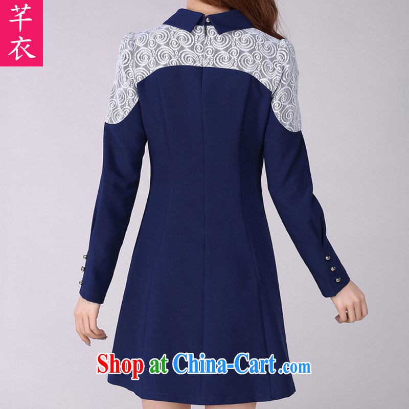 Constitution, and, indeed, female long-sleeved lace 2015 spring new lady beauty graphics thin the OL commuter mm thick Korean dresses blue 2 XL 115 - 130 jack, constitution and clothing, and shopping on the Internet