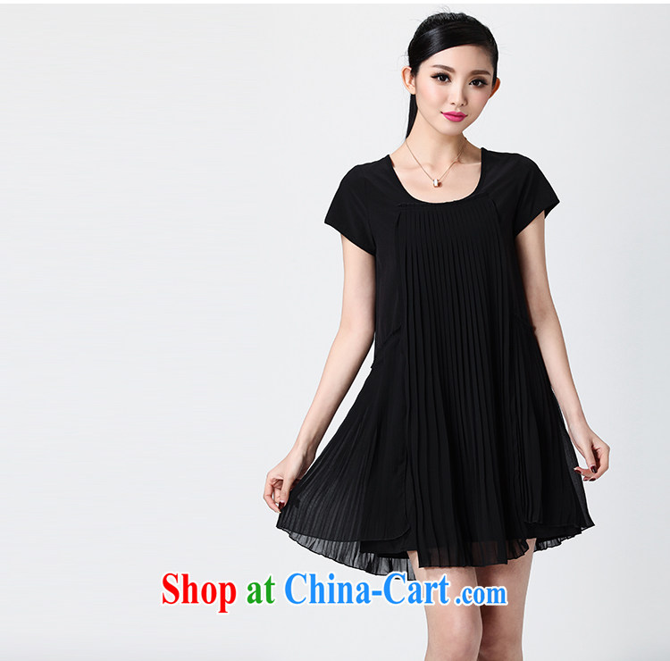 Water with summer larger dresses OL style wrinkled design long black dress S XY 14 1953 black L pictures, price, brand platters! Elections are good character, the national distribution, so why buy now enjoy more preferential! Health
